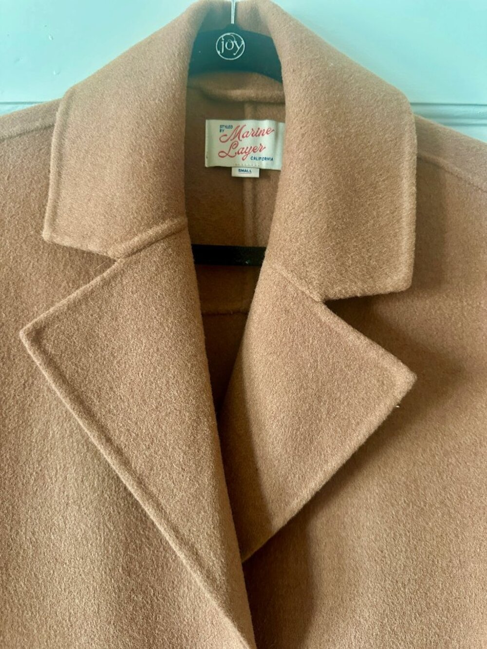Marine Layer Camel Single-Breasted Long Coat - Picture 4 of 6
